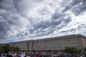 US President Barack Obama delivers remarks during a 15th anniversary memorial ceremony on the 9/11 atacks at the Pentagon in Arlington, Virginia, USA, 11 September 2016. On 11 September 2001, during a series of coordinated terror attacks using hijacked airplanes, two airplanes were flown into the World Trade Center's twin towers causing the collapse of both towers. A third plane targeted the Pentagon and fourth plane heading towards Washington, DC ultimately crashed into a field. The unprecedented attack claimed the lives of almost 3,000 people. EFE