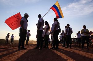 Photo made available 23 September 2016 of FARC guerrilla members attending an event to pay homage to the late guerrilla commander Jorge Briceno, known as the 'Mono Jojoy' on the 6th anniversary of his death at the 10th National Guerrilla Conference in El Diamante, Colombia, 22 September 2016. EPA/MAURICIO DUENAS CASTANEDA