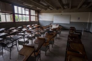 A Central's University class room empty in Caracas, Venezuela, 28 October 2016. The 12 hours general strike called by the Venezuelan opposition has reached its halfway in the country as a few banks, shops and offices opened their doors. EPA/MIGUEL GUTIERREZ