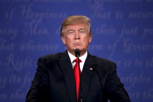 US Republican candidate Donald Trump looks on at the start of the final Presidential Debate at the University of Nevada-Las Vegas in Las Vegas, Nevada, USA, 19 October 2016. The debate is the final of three Presidential Debates and one Vice Presidential Debate before the US National Election on 08 November 2016. EPA/JIM LO SCALZO