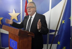 European Union's ambassador to Cuba Hernan Portocarero speaks during a a press at the Havana International Fair (FIHAV) in Havana, Cuba, 02 November 2016. The business services industry trade show runs from 31 October to 0-4 November 2016. EFE