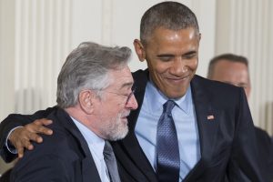 US President Barack Obama (R) greets actor Robert De Niro (L) during the Presidential Medal of Freedom ceremony in the East Room of the White House in Washington, DC, USA, 22 November 2016. EFE